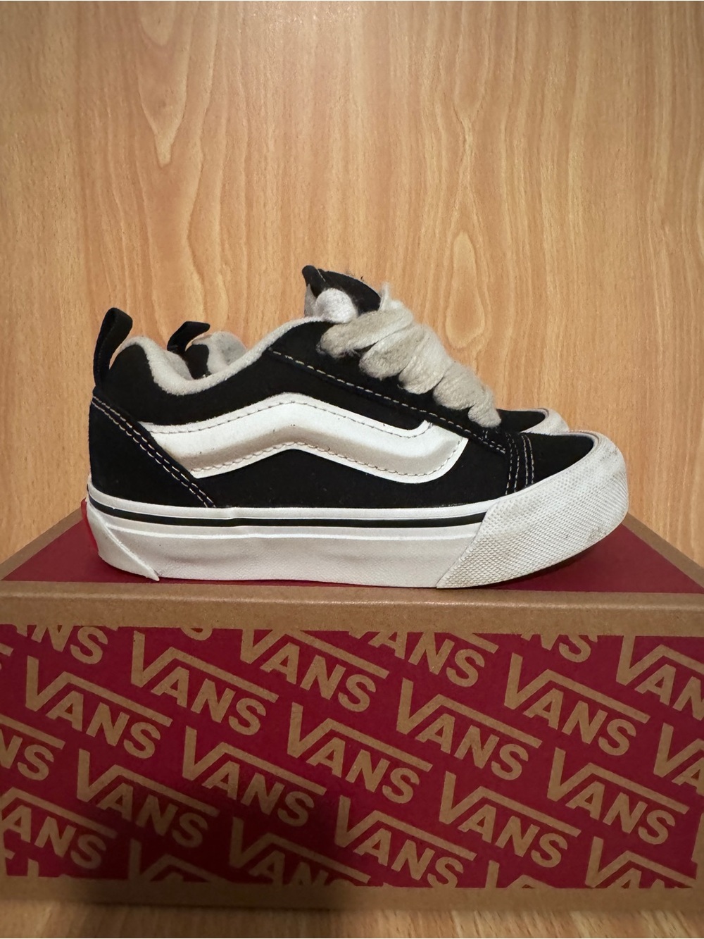 Vans Kids Knu Skool Black and White Low-Top Sneakers